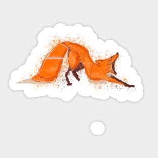 Fox yawning painting lineart Sticker